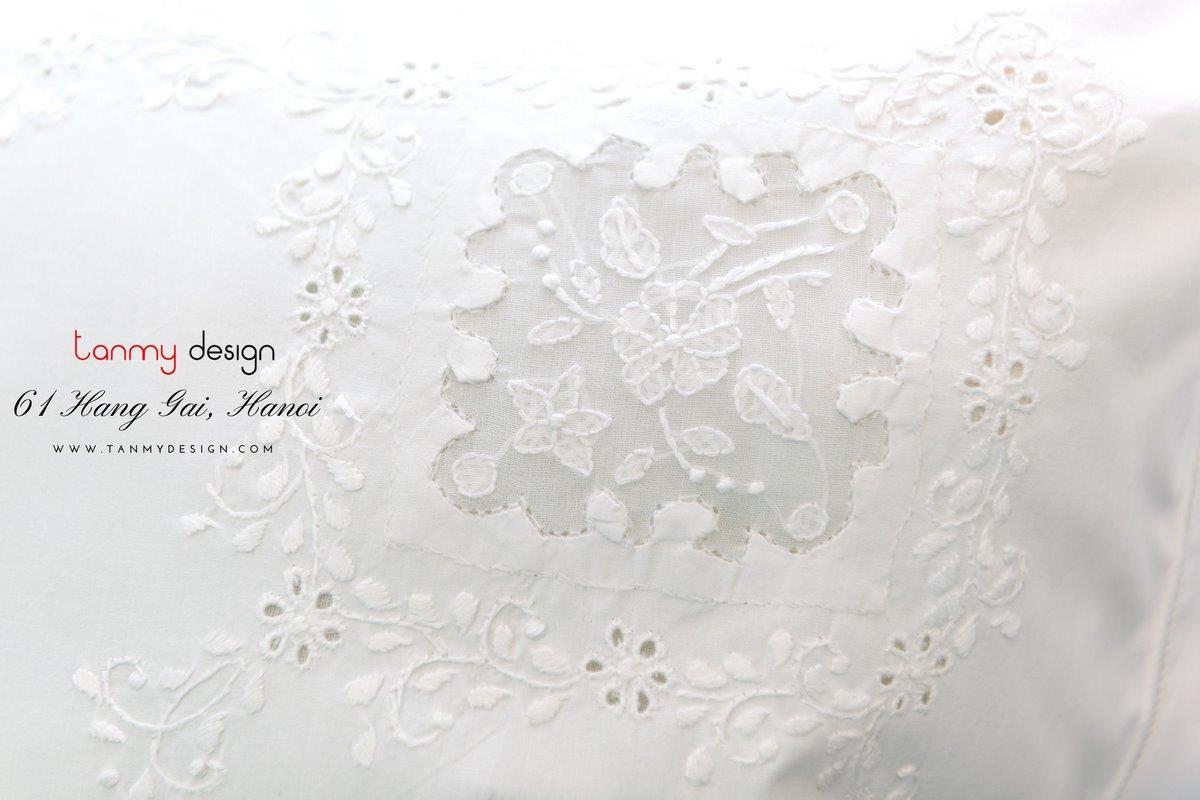 Top sheet with 2 pillowcases Cotton chiffon patch embroidery